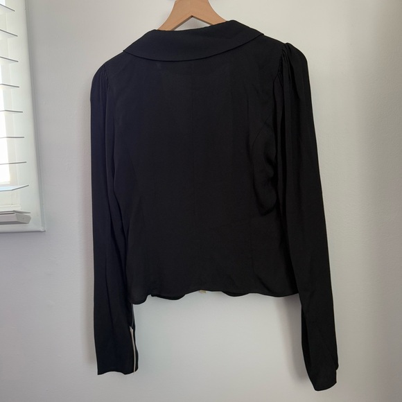 Reformation 8 NEW Carolyn Top Black Ribbon Tie Front Coquette Whimsigoth - Picture 4 of 8